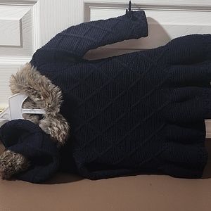 Tahari Gorgeous 3pc navy dress w/ fur size 12 months